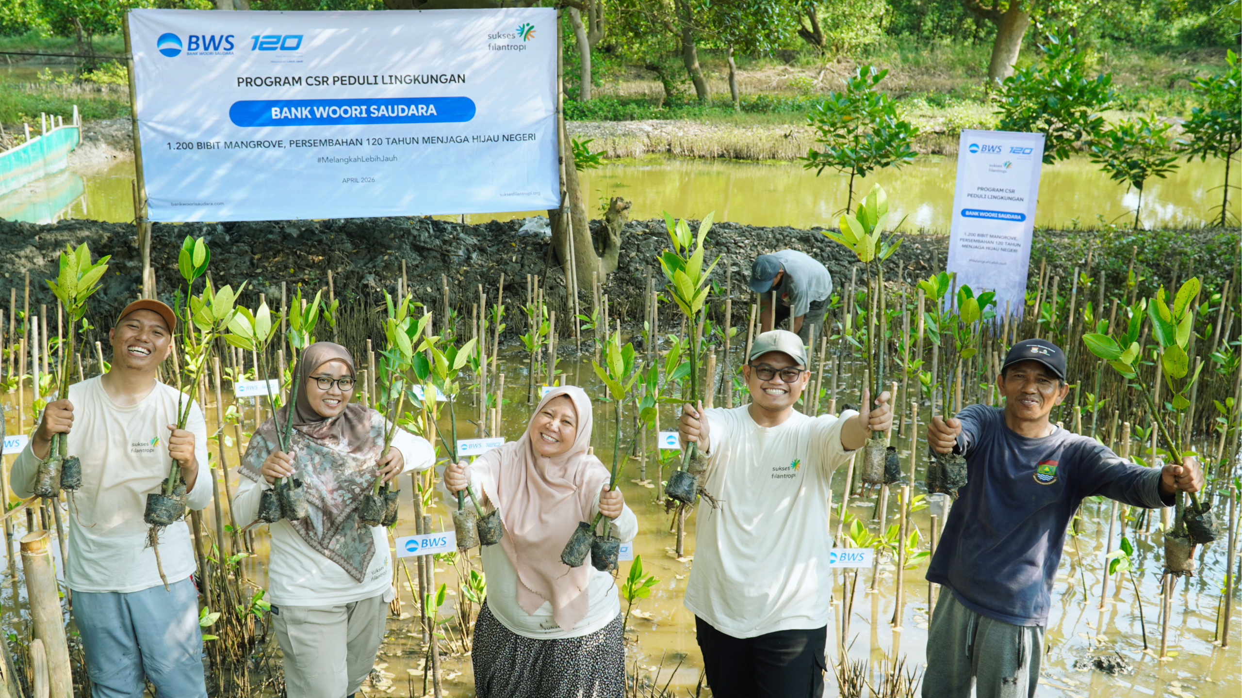 Peringati Hari Jadi ke-120, Bank Woori Saudara Berkolaborasi dengan Sukses Filantropi Tanam 1.200 Bibit Mangrove di Pesisir Tangerang